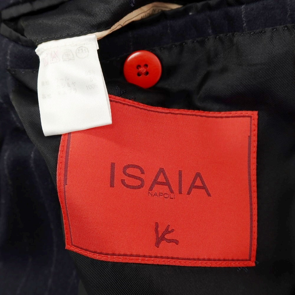 【中古】イザイア ISAIA GREGORY ウールカシミヤ ストライプ 3つボタンスーツ ネイビーxグレー【サイズ48】【 状態ランクC 】【 メンズ 】