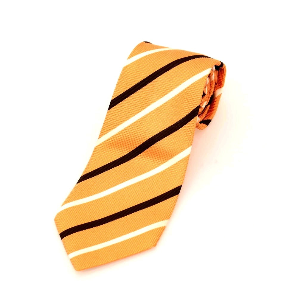 【中古】ニッキー nicky シルク ストライプ柄ネクタイ オレンジxカーキ【 状態ランクB 】【 メンズ 】