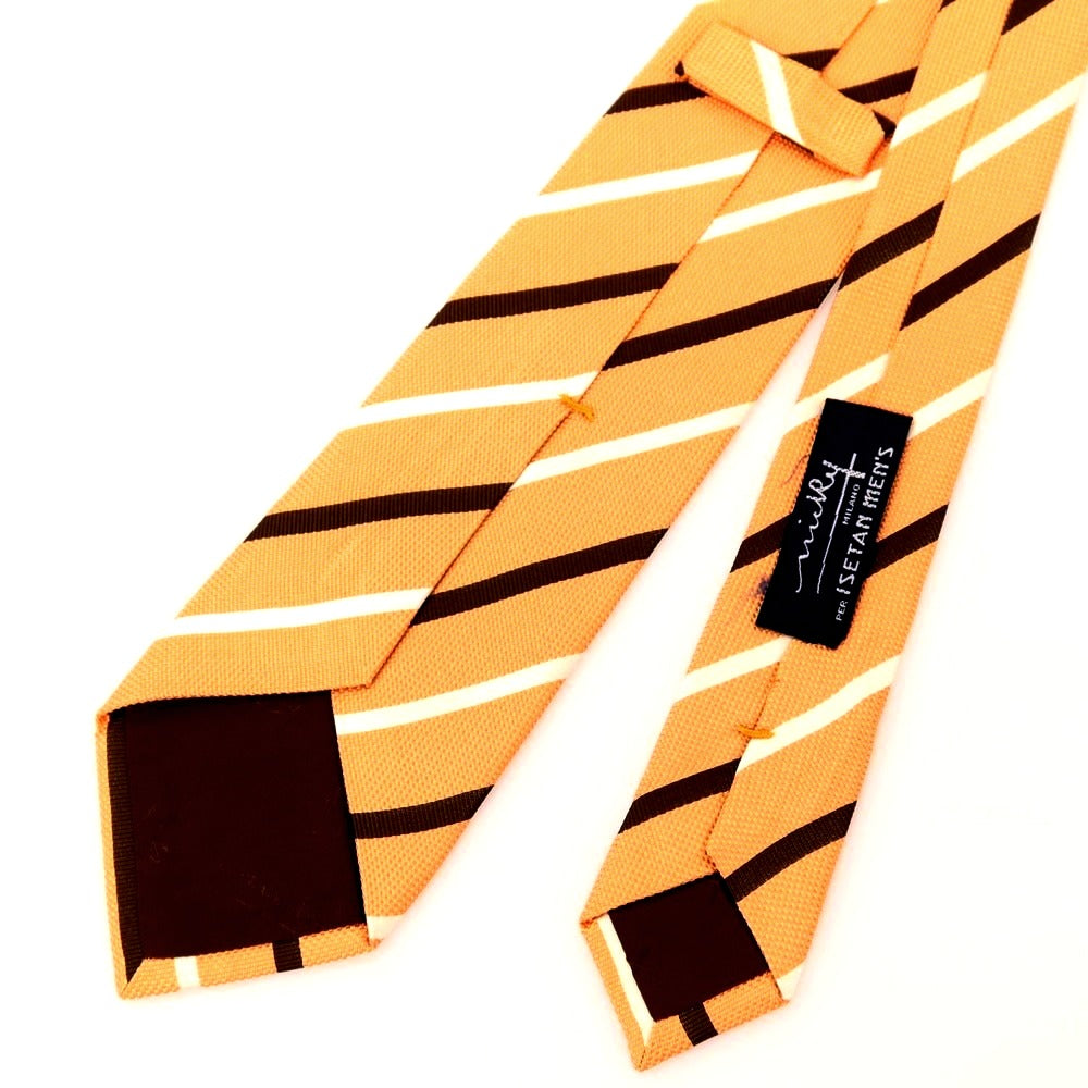 【中古】ニッキー nicky シルク ストライプ柄ネクタイ オレンジxカーキ【 状態ランクB 】【 メンズ 】