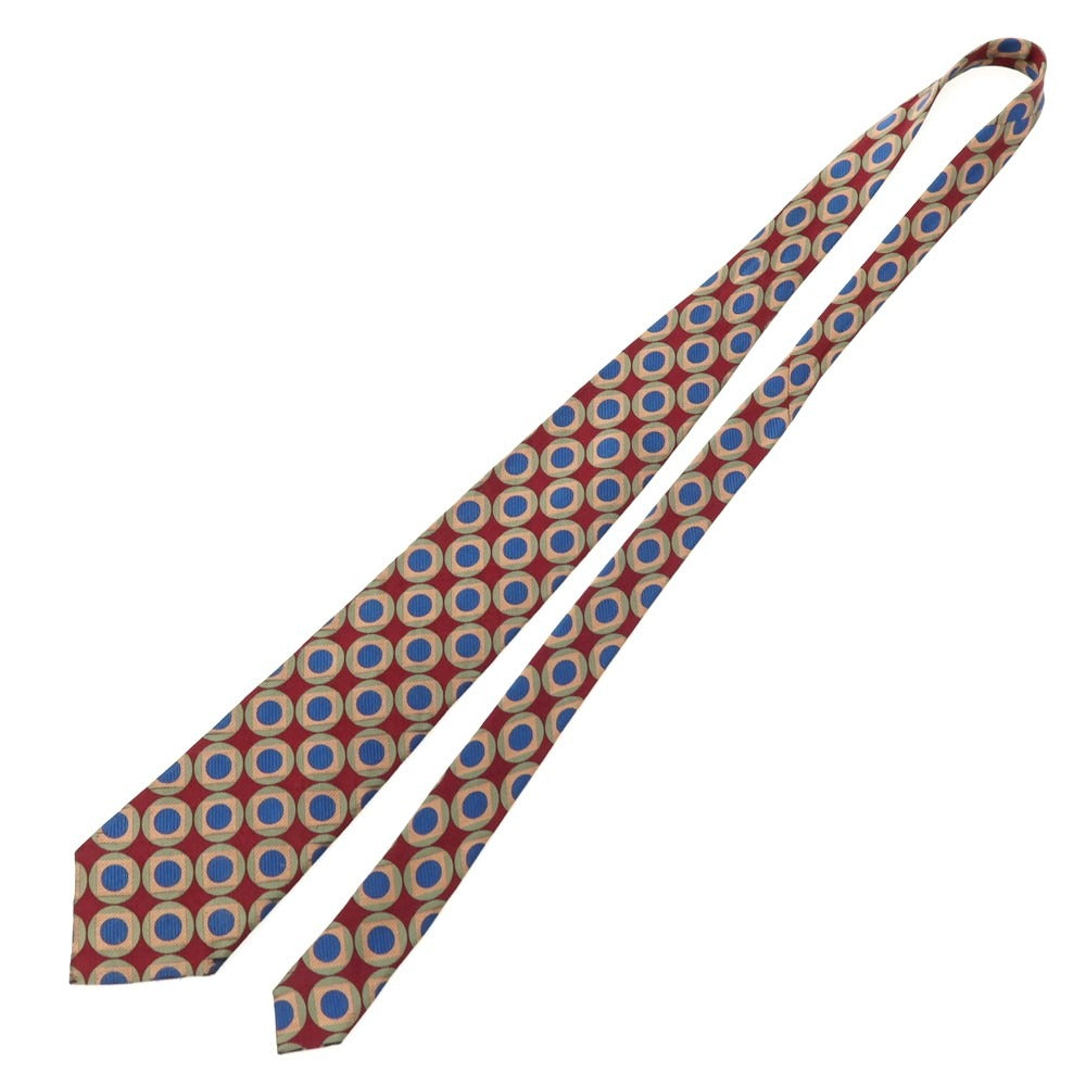 【中古】ポールスミス Paul Smith シルク 総柄ネクタイ バーガンディxネイビー【 状態ランクB 】【 メンズ 】
