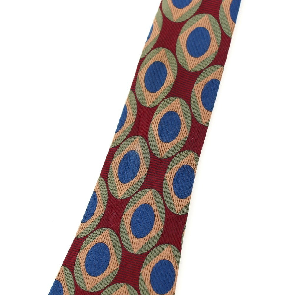 【中古】ポールスミス Paul Smith シルク 総柄ネクタイ バーガンディxネイビー【 状態ランクB 】【 メンズ 】