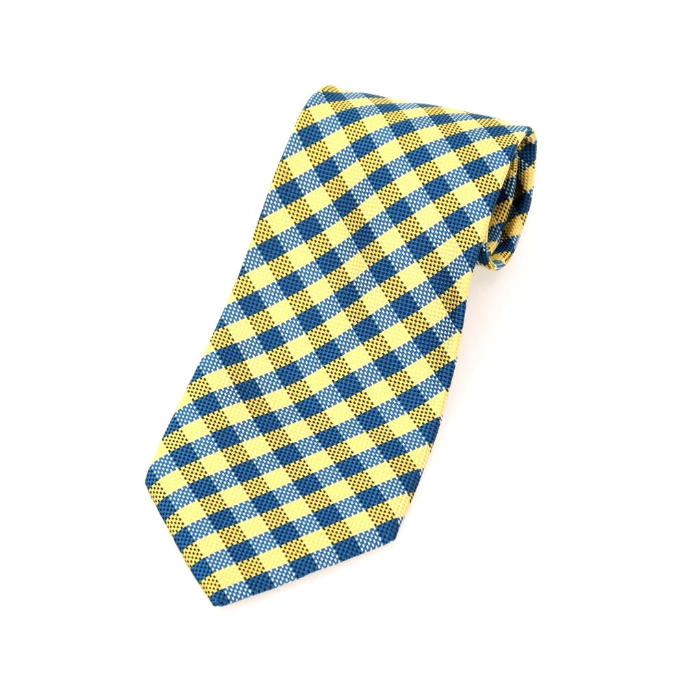 【中古】フランコバッシ FRANCO BASSI シルク チェック柄ネクタイ イエローxブルー【 状態ランクB 】【 メンズ 】