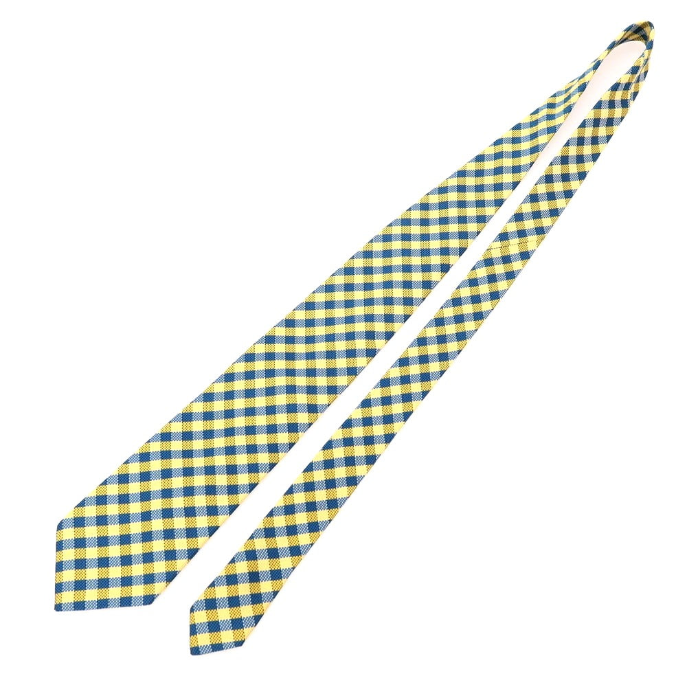 【中古】フランコバッシ FRANCO BASSI シルク チェック柄ネクタイ イエローxブルー【 状態ランクB 】【 メンズ 】