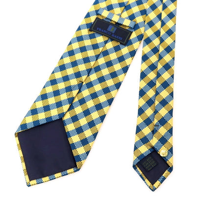 【中古】フランコバッシ FRANCO BASSI シルク チェック柄ネクタイ イエローxブルー【 状態ランクB 】【 メンズ 】