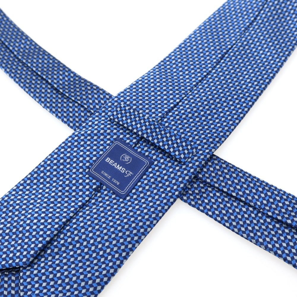 【中古】ビームスエフ BEAMS F シルク 総柄ネクタイ ブルー【 状態ランクB 】【 メンズ 】