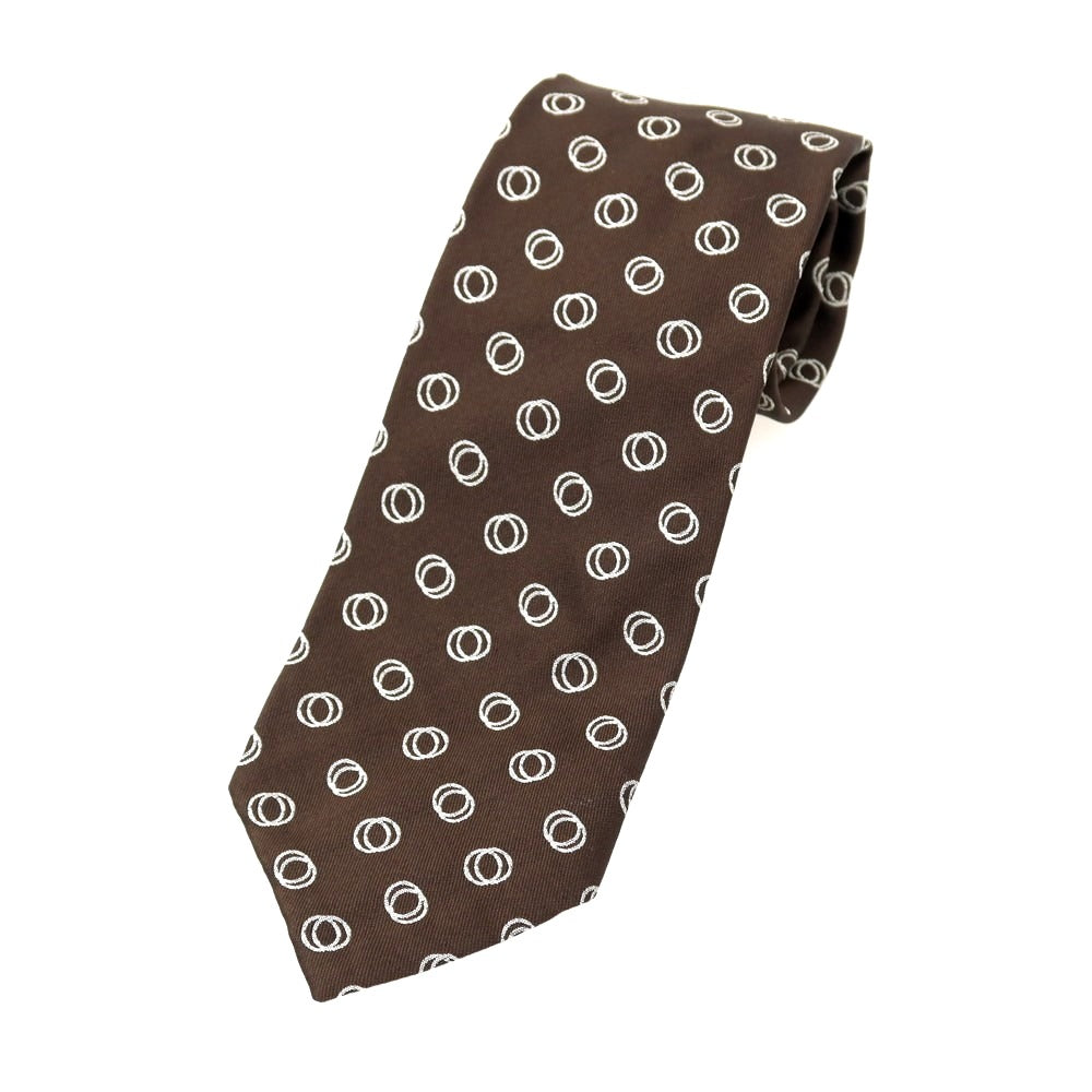 【中古】【未使用】フィオリオ FIORIO シルク 小紋柄ネクタイ ダークブラウン【 状態ランクS 】【 メンズ 】