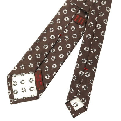【中古】【未使用】フィオリオ FIORIO シルク 小紋柄ネクタイ ダークブラウン【 状態ランクS 】【 メンズ 】