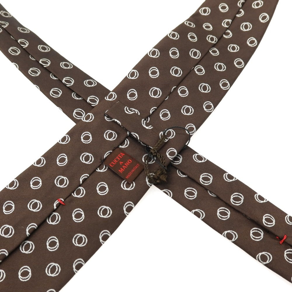 【中古】【未使用】フィオリオ FIORIO シルク 小紋柄ネクタイ ダークブラウン【 状態ランクS 】【 メンズ 】