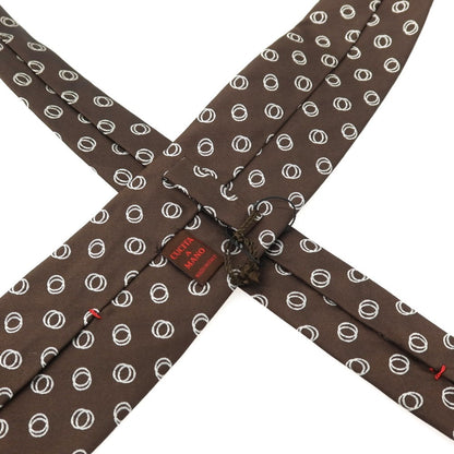 【中古】【未使用】フィオリオ FIORIO シルク 小紋柄ネクタイ ダークブラウン【 状態ランクS 】【 メンズ 】