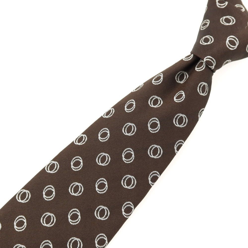 【中古】【未使用】フィオリオ FIORIO シルク 小紋柄ネクタイ ダークブラウン【 状態ランクS 】【 メンズ 】