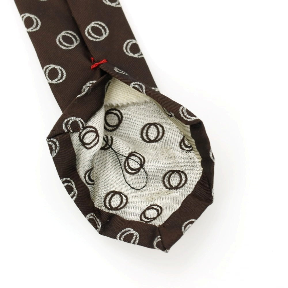 【中古】【未使用】フィオリオ FIORIO シルク 小紋柄ネクタイ ダークブラウン【 状態ランクS 】【 メンズ 】