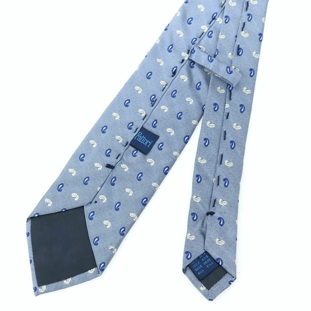 【中古】ファットーリ Fattori シルク ペイズリー柄ネクタイ サックス系【 状態ランクC 】【 メンズ 】 [APD]
