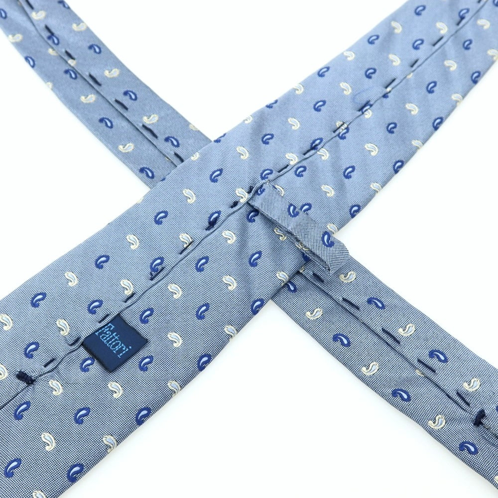 【中古】ファットーリ Fattori シルク ペイズリー柄ネクタイ サックス系【 状態ランクC 】【 メンズ 】 [APD]