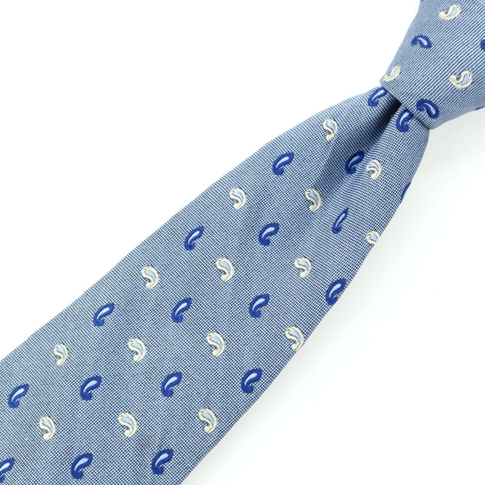 【中古】ファットーリ Fattori シルク ペイズリー柄ネクタイ サックス系【 状態ランクC 】【 メンズ 】