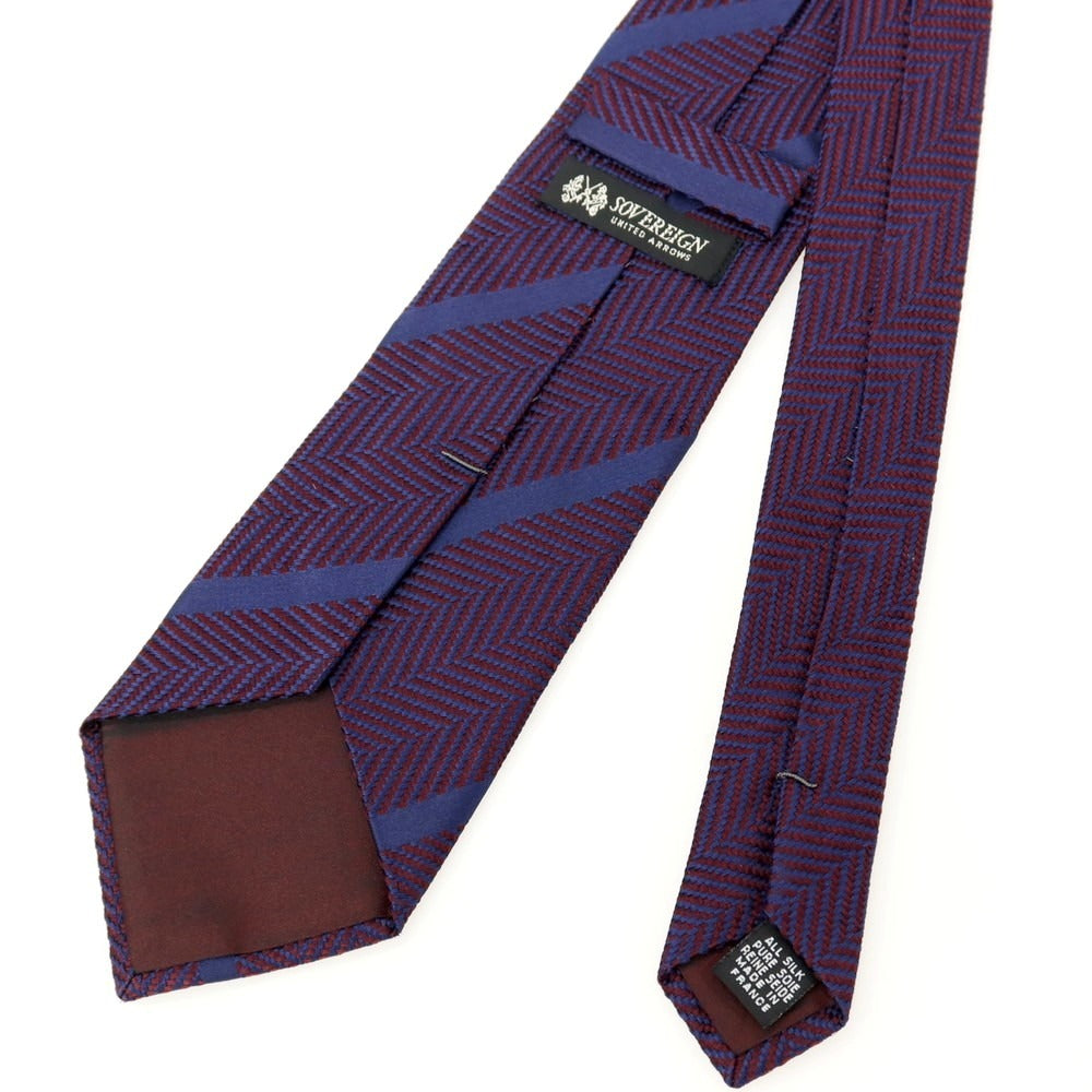 【中古】ソブリン SOVEREIGN シルク ストライプ柄ネクタイ ボルドーxネイビー【 状態ランクB 】【 メンズ 】