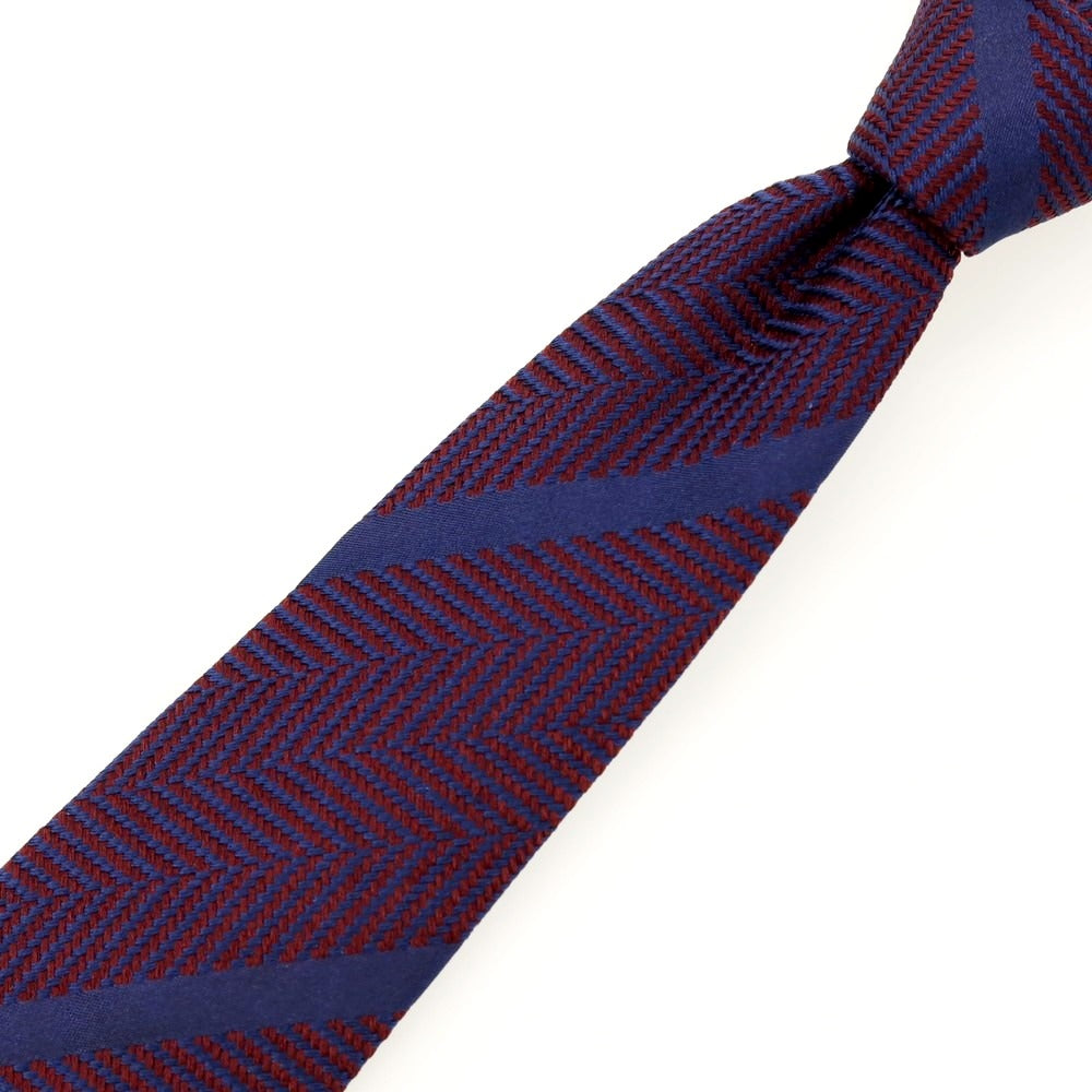 【中古】ソブリン SOVEREIGN シルク ストライプ柄ネクタイ ボルドーxネイビー【 状態ランクB 】【 メンズ 】