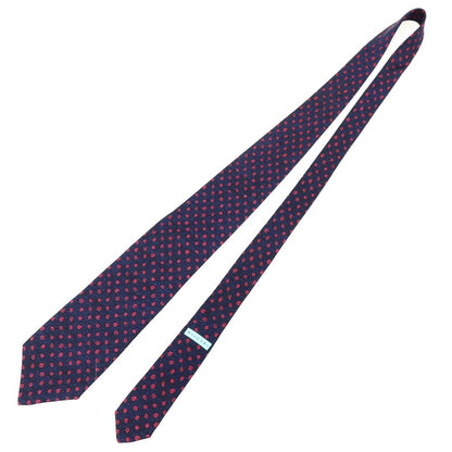 【中古】ブルガリ BVLGARI シルク 小紋柄ネクタイ ネイビーxレッド【 状態ランクB 】【 メンズ 】