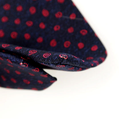 【中古】ブルガリ BVLGARI シルク 小紋柄ネクタイ ネイビーxレッド【 状態ランクB 】【 メンズ 】