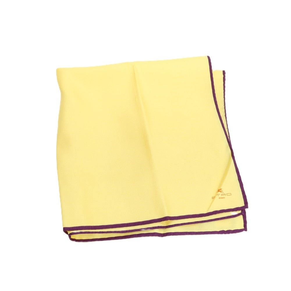 【中古】エトロ ETRO シルク ポケットチーフ イエローxパープル【 状態ランクB 】【 メンズ 】