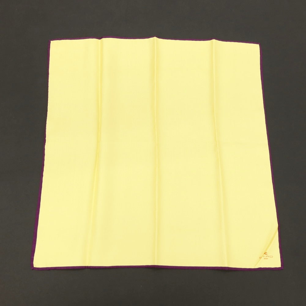 【中古】エトロ ETRO シルク ポケットチーフ イエローxパープル【 状態ランクB 】【 メンズ 】