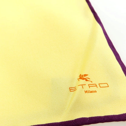 【中古】エトロ ETRO シルク ポケットチーフ イエローxパープル【 状態ランクB 】【 メンズ 】