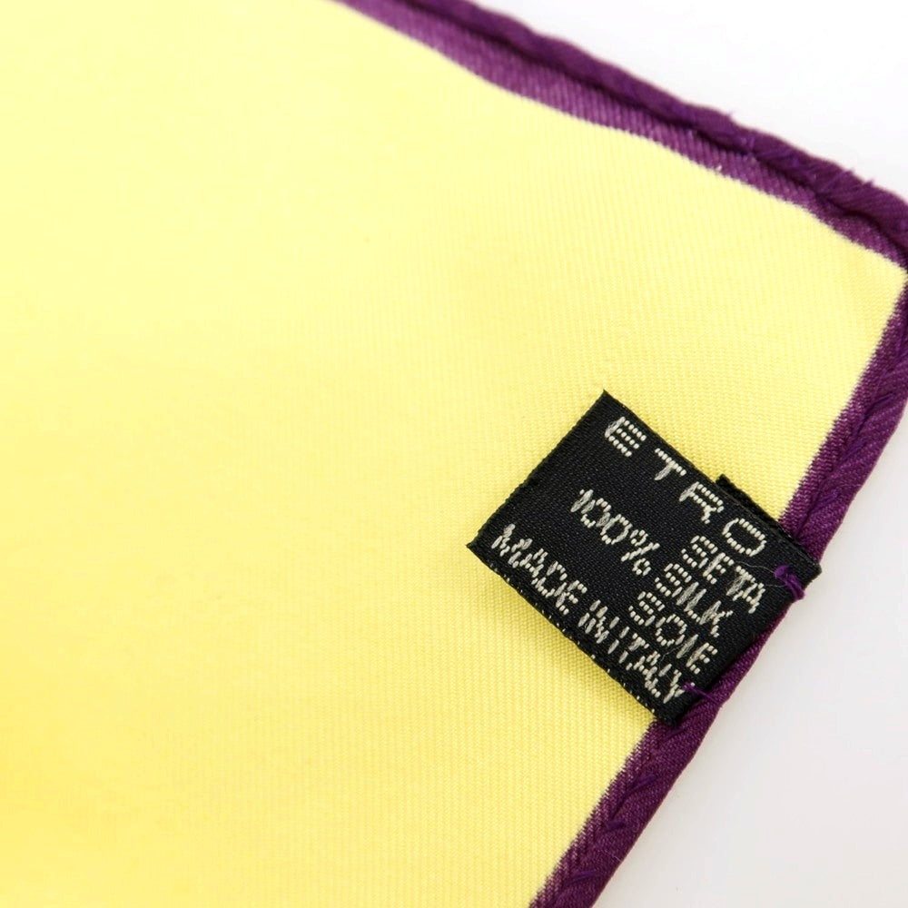 【中古】エトロ ETRO シルク ポケットチーフ イエローxパープル【 状態ランクB 】【 メンズ 】
