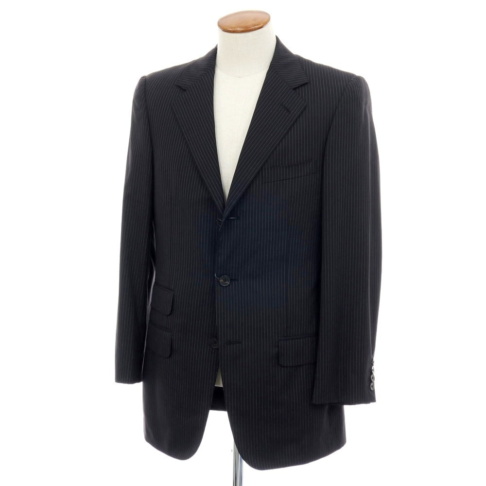 【中古】グッチ GUCCI ストレッチウール ストライプ テーラードジャケット ブラックxホワイト【サイズ46】【 状態ランクB 】【 メンズ 】
