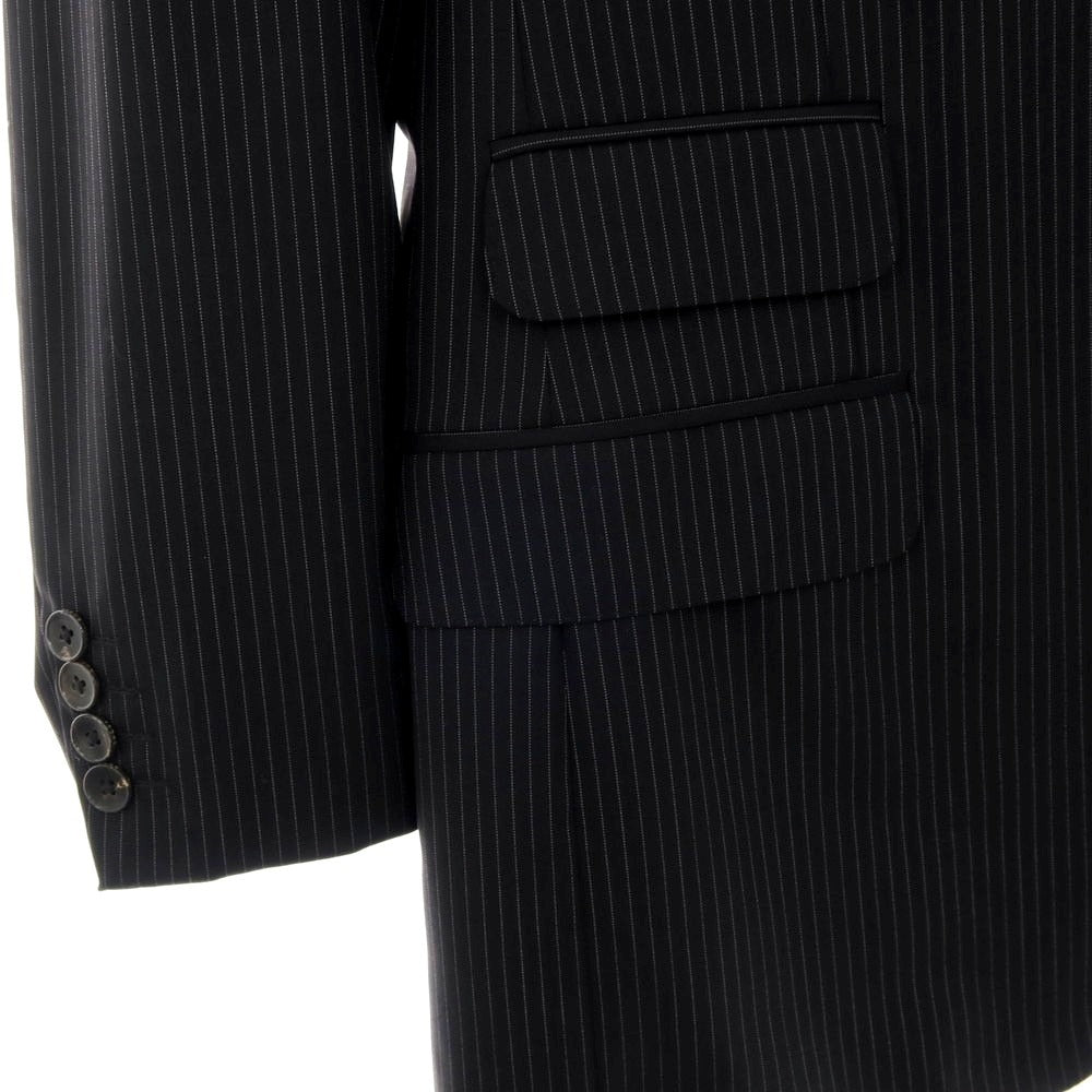 【中古】グッチ GUCCI ストレッチウール ストライプ テーラードジャケット ブラックxホワイト【サイズ46】【 状態ランクB 】【 メンズ 】