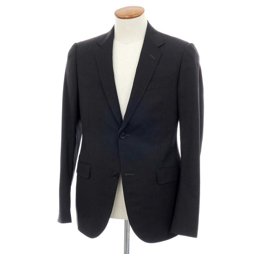 【中古】グッチ GUCCI ウール ストライプ テーラードジャケット ブラックxグレー【サイズ46】【 状態ランクB 】【 メンズ 】