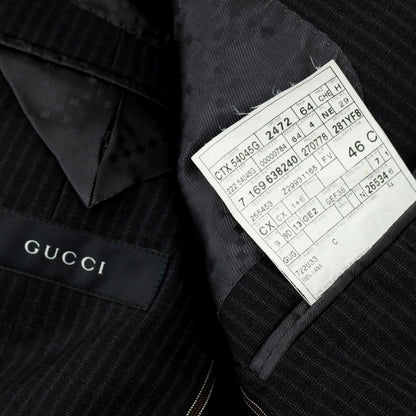 【中古】グッチ GUCCI ウール ストライプ テーラードジャケット ブラックxグレー【サイズ46】【 状態ランクB 】【 メンズ 】