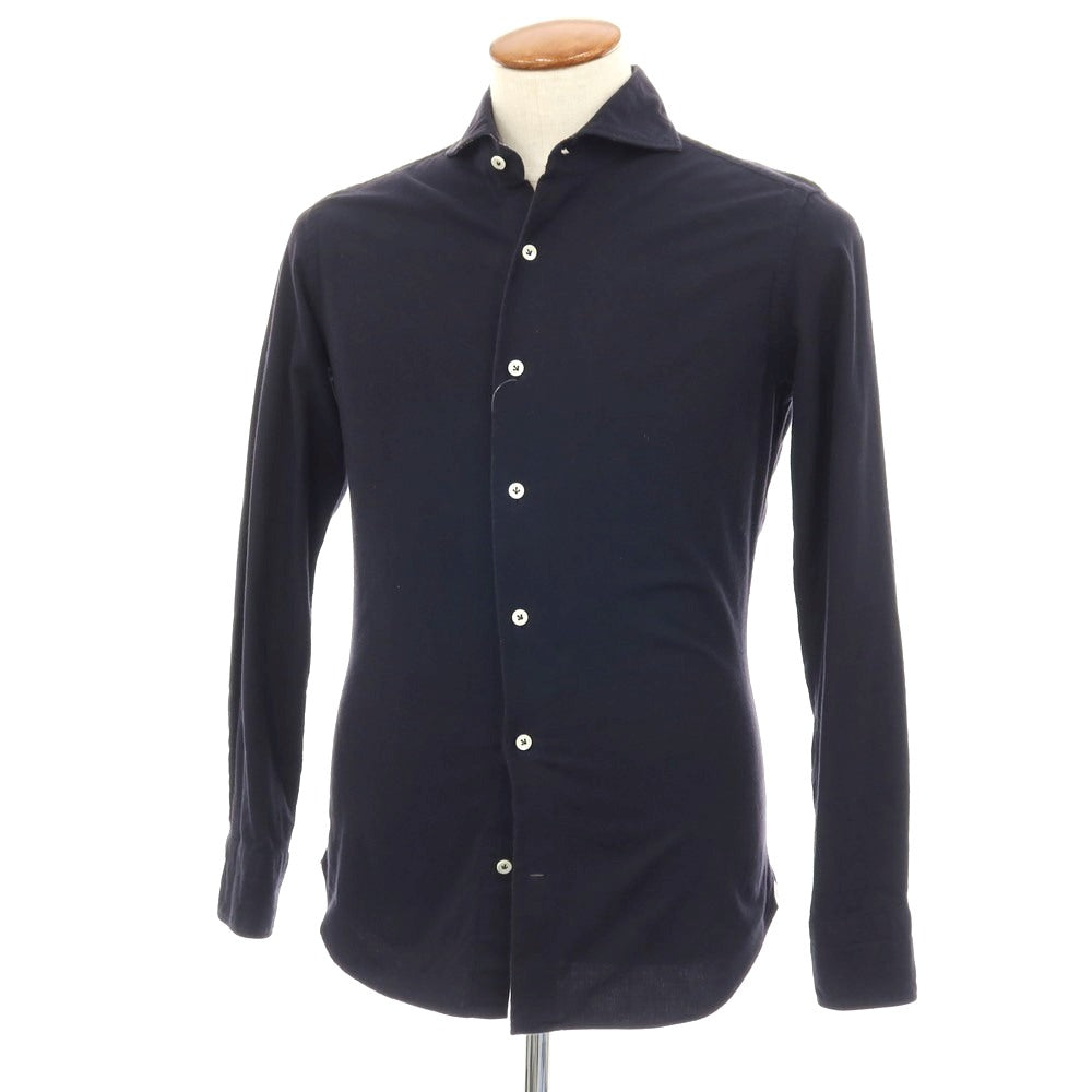【中古】ジャンネット giannetto コットン ホリゾンタルカラー カジュアルシャツ ネイビー【サイズ39】【 状態ランクC 】【 メンズ 】