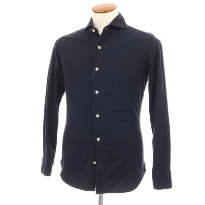【中古】ジャンネット giannetto コットン ホリゾンタルカラー カジュアルシャツ ネイビー【サイズ39】【 状態ランクC 】【 メンズ 】