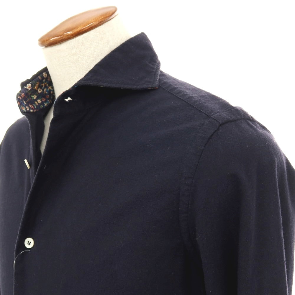 【中古】ジャンネット giannetto コットン ホリゾンタルカラー カジュアルシャツ ネイビー【サイズ39】【 状態ランクC 】【 メンズ 】