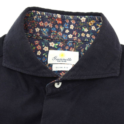 【中古】ジャンネット giannetto コットン ホリゾンタルカラー カジュアルシャツ ネイビー【サイズ39】【 状態ランクC 】【 メンズ 】