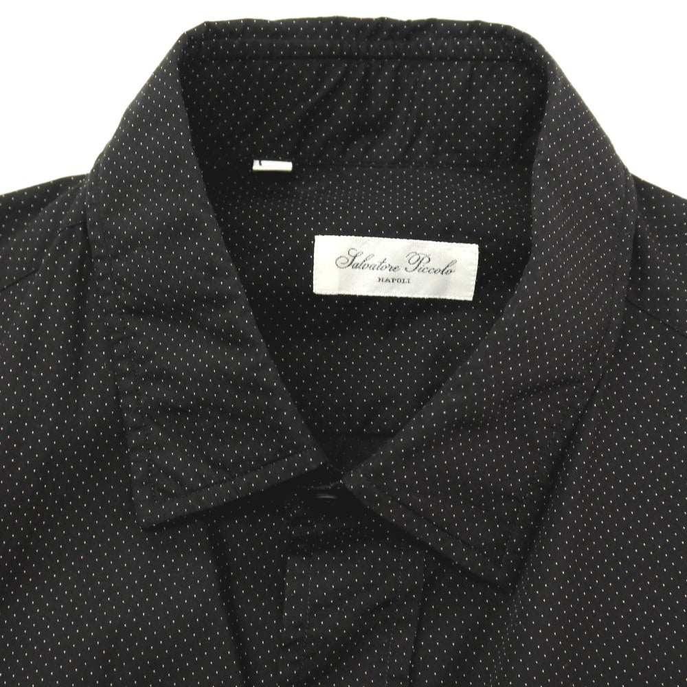 【中古】サルヴァトーレピッコロ Salvatore Piccolo コットン ピンドット カジュアルシャツ ブラック【サイズ39】【 状態ランクB 】【 メンズ 】