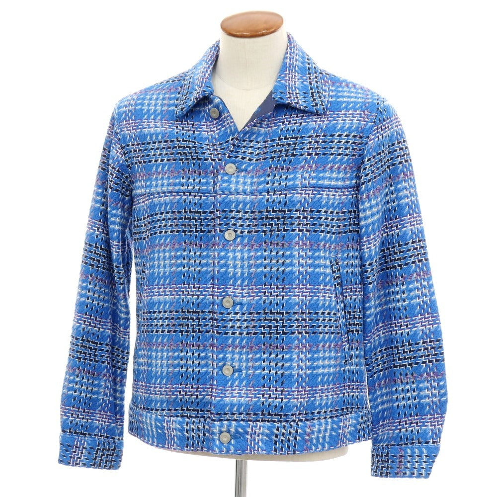 【中古】デヴォー DEVEAUX エディフィス別注 コットンポリエステルレーヨン チェック トラッカージャケット ブルー【サイズM】【 状態ランクB 】【 メンズ 】