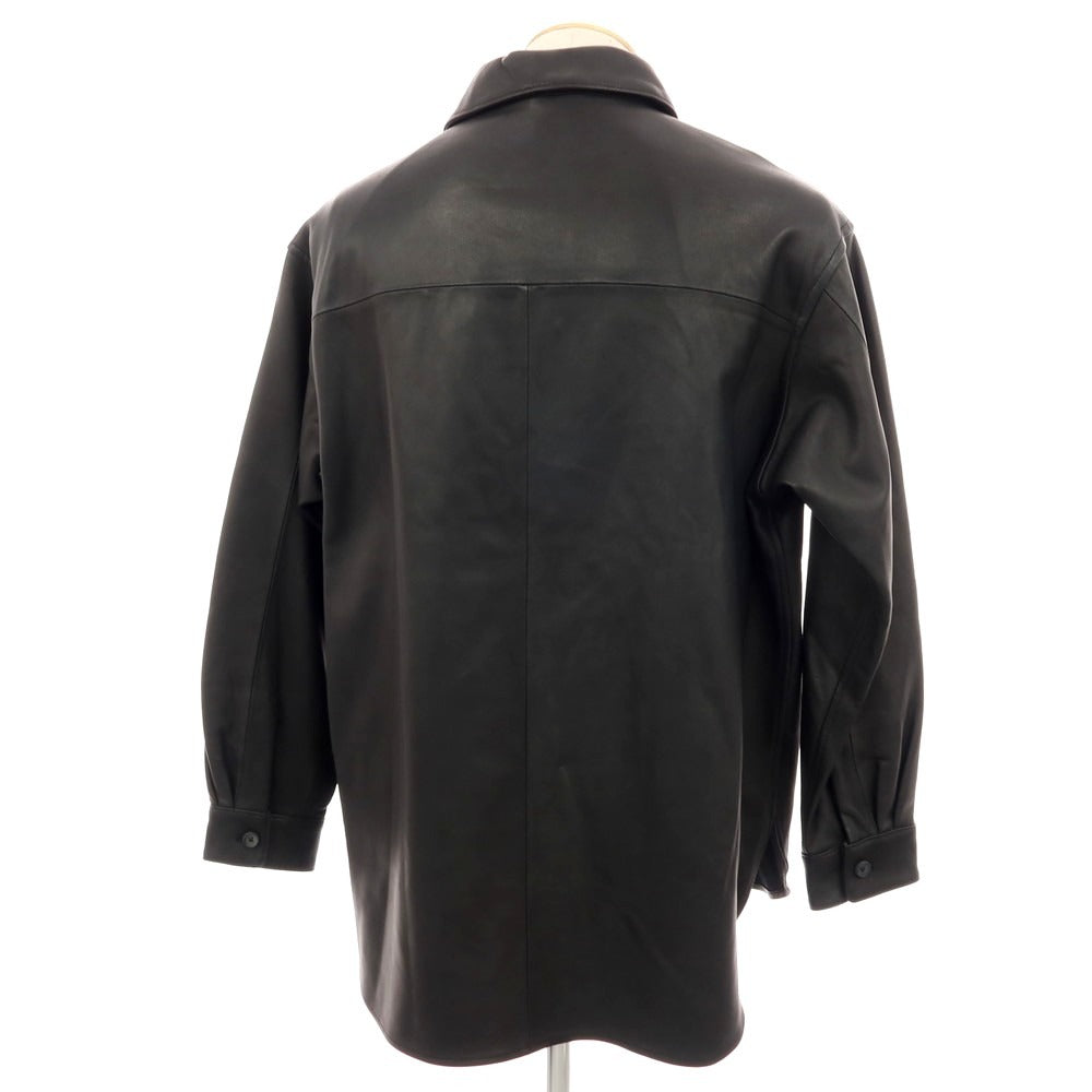 【中古】ラブ―クル LA BOUCLE シープスキン レザー カジュアルシャツ ブラック【サイズ1】【 状態ランクB 】【 メンズ 】