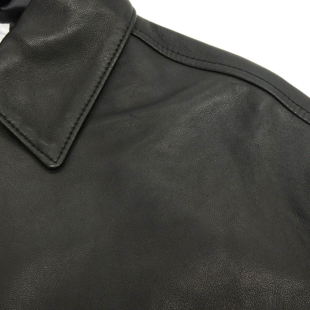 【中古】ラブ―クル LA BOUCLE シープスキン レザー カジュアルシャツ ブラック【サイズ1】【 状態ランクB 】【 メンズ 】