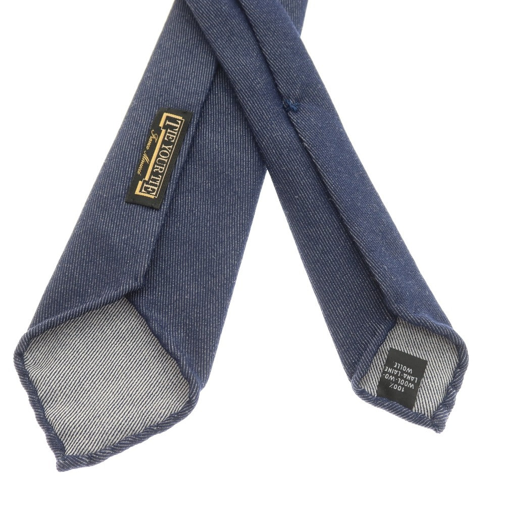 【中古】タイユアタイ TIE YOUR TIE セッテピエゲ ウール 無地ネクタイ ネイビー【 状態ランクB 】【 メンズ 】