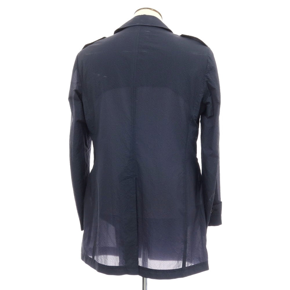 【中古】タリアトーレ TAGLIATORE BARRY ナイロンポリエステル サッカー ステンカラーコート ネイビー【サイズ50】【 状態ランクC 】【 メンズ 】