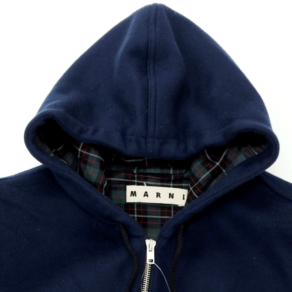 【中古】マルニ MARNI ウール フーデッドブルゾン ネイビー【サイズ48】【 状態ランクB 】【 メンズ 】