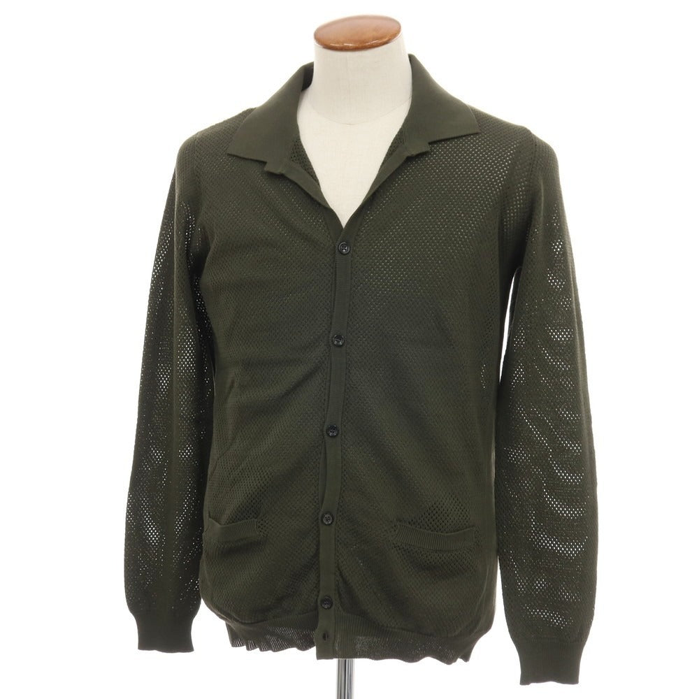 【中古】【未使用】ロベルトコリーナ ROBERTO COLLINA メッシュ コットン カーディガン オリーブ【サイズ48】【 状態ランクS 】【 メンズ 】