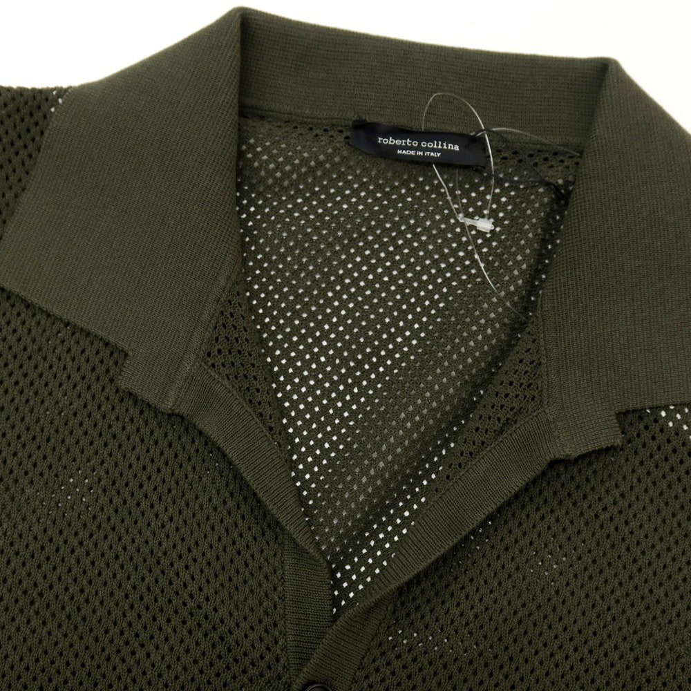 【中古】【未使用】ロベルトコリーナ ROBERTO COLLINA メッシュ コットン カーディガン オリーブ【 48 】【 状態ランクS 】【 メンズ 】 []