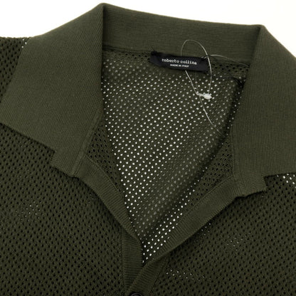 【中古】【未使用】ロベルトコリーナ ROBERTO COLLINA メッシュ コットン カーディガン オリーブ【 48 】【 状態ランクS 】【 メンズ 】 []