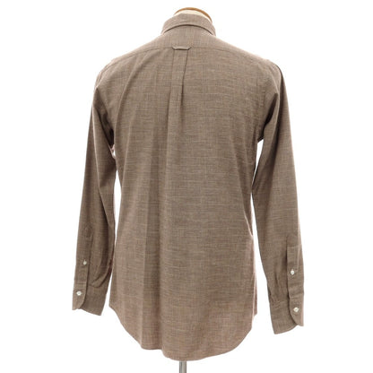 【中古】ドレイクス DRAKES コットン グレンチェック ボタンダウン カジュアルシャツ ブラウン【サイズ39】【 状態ランクB 】【 メンズ 】