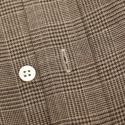 【中古】ドレイクス DRAKES コットン グレンチェック ボタンダウン カジュアルシャツ ブラウン【サイズ39】【 状態ランクB 】【 メンズ 】