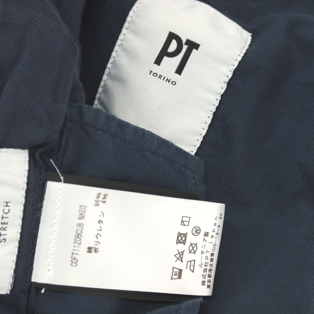 【SALE10%OFF/返品不可】【中古】ピーティートリノ PT TORINO ストレッチ ツイルコットン カジュアルスラックスパンツ ネイビー【 サイズ48 】【 状態ランクB 】【 メンズ 】