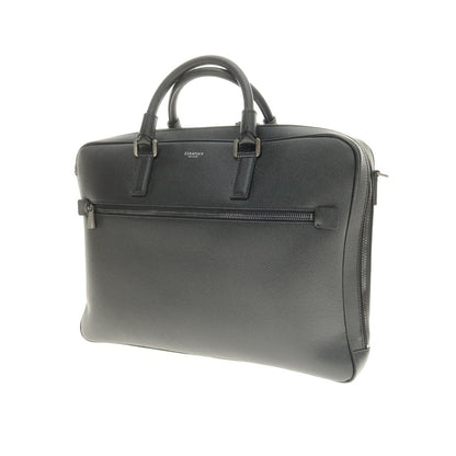 【中古】セラピアン Serapian 型押しレザー ブリーフケース ブラック【 状態ランクA 】【 メンズ 】