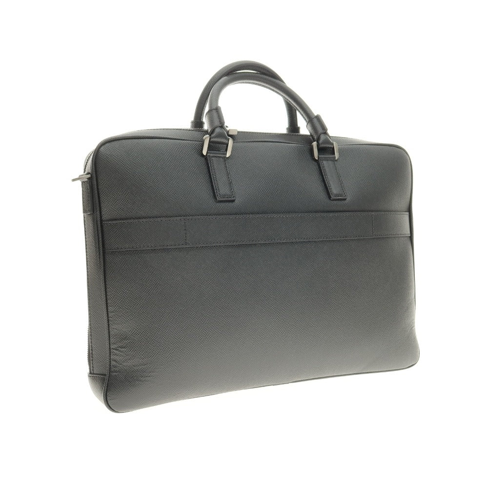 【中古】セラピアン Serapian 型押しレザー ブリーフケース ブラック【 状態ランクA 】【 メンズ 】