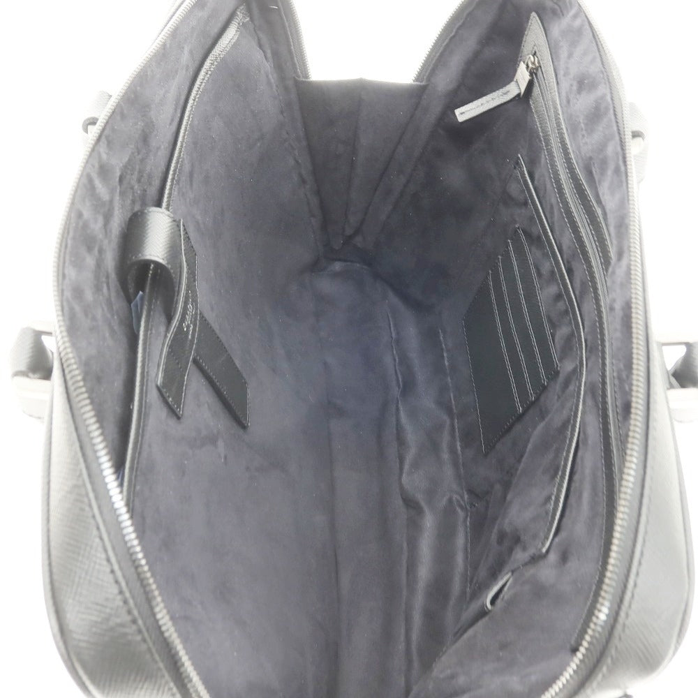 【中古】セラピアン Serapian 型押しレザー ブリーフケース ブラック【 状態ランクA 】【 メンズ 】